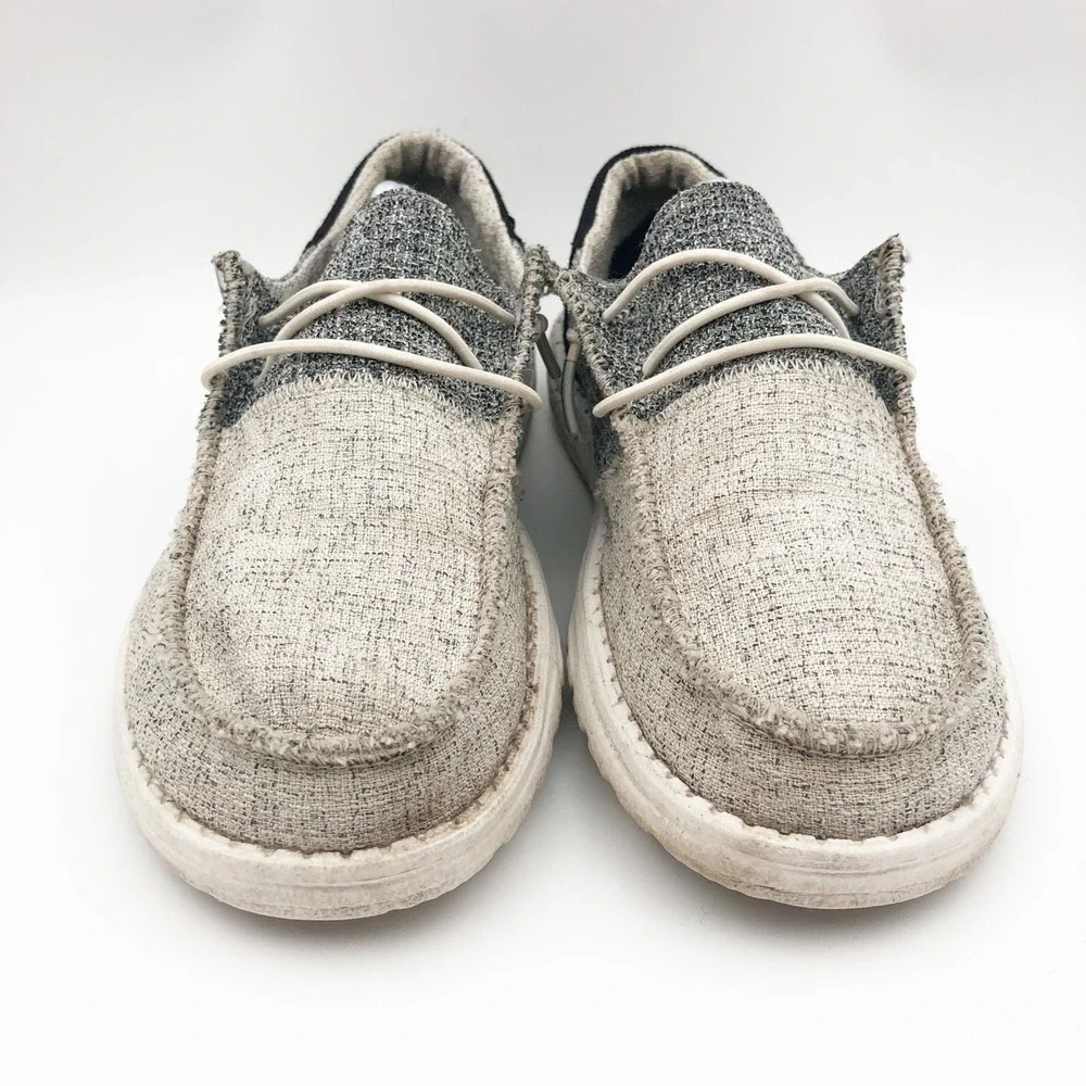 Hey Dude Shoes Womens 9 Wendy Loafers Multi Tri-Color Block Grey Cream Black